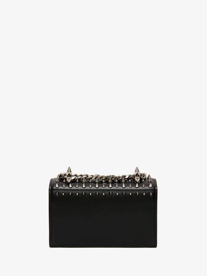 Mini Jewelled Satchel in Black - 3
