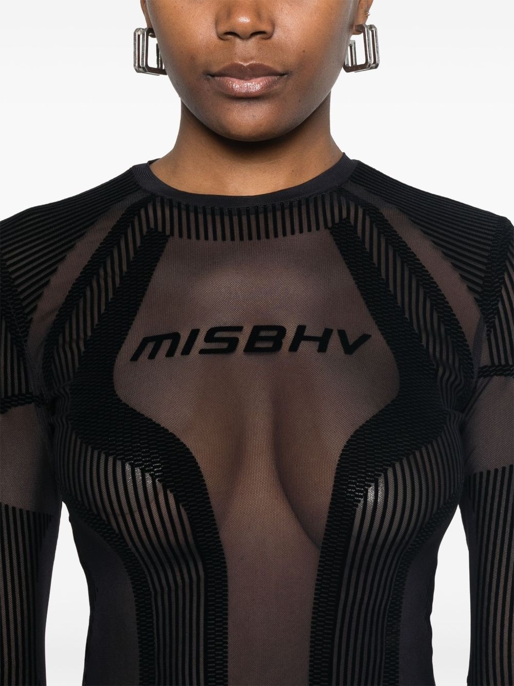flocked mesh T-shirt - 5