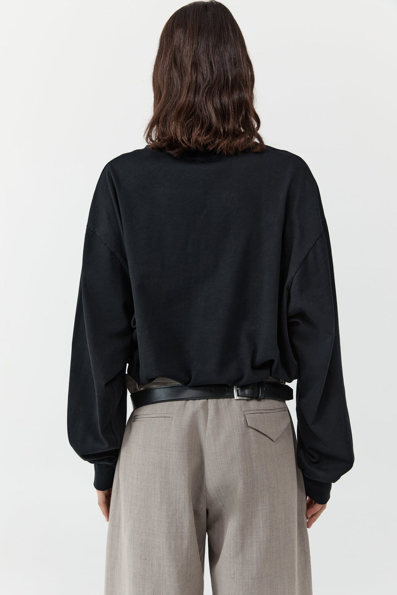 Drawstring Long Sleeve Top - Black 4