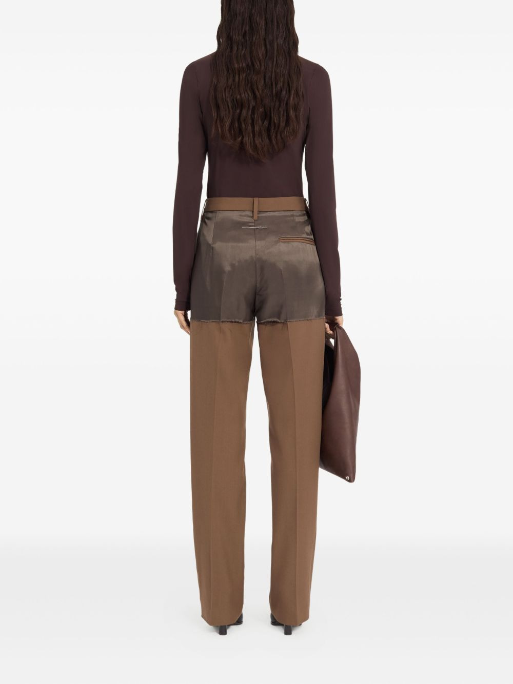 two-tone panelled trousers - 4