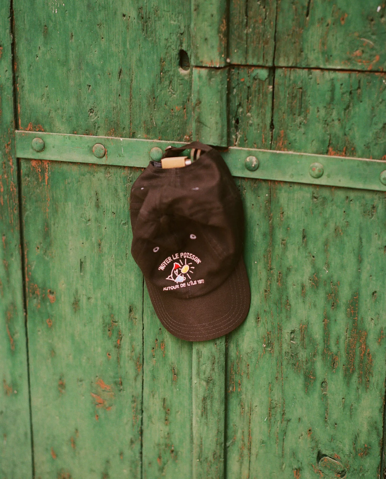 Black 'Noyer Le Poisson' Cotton Baseball Cap - 1