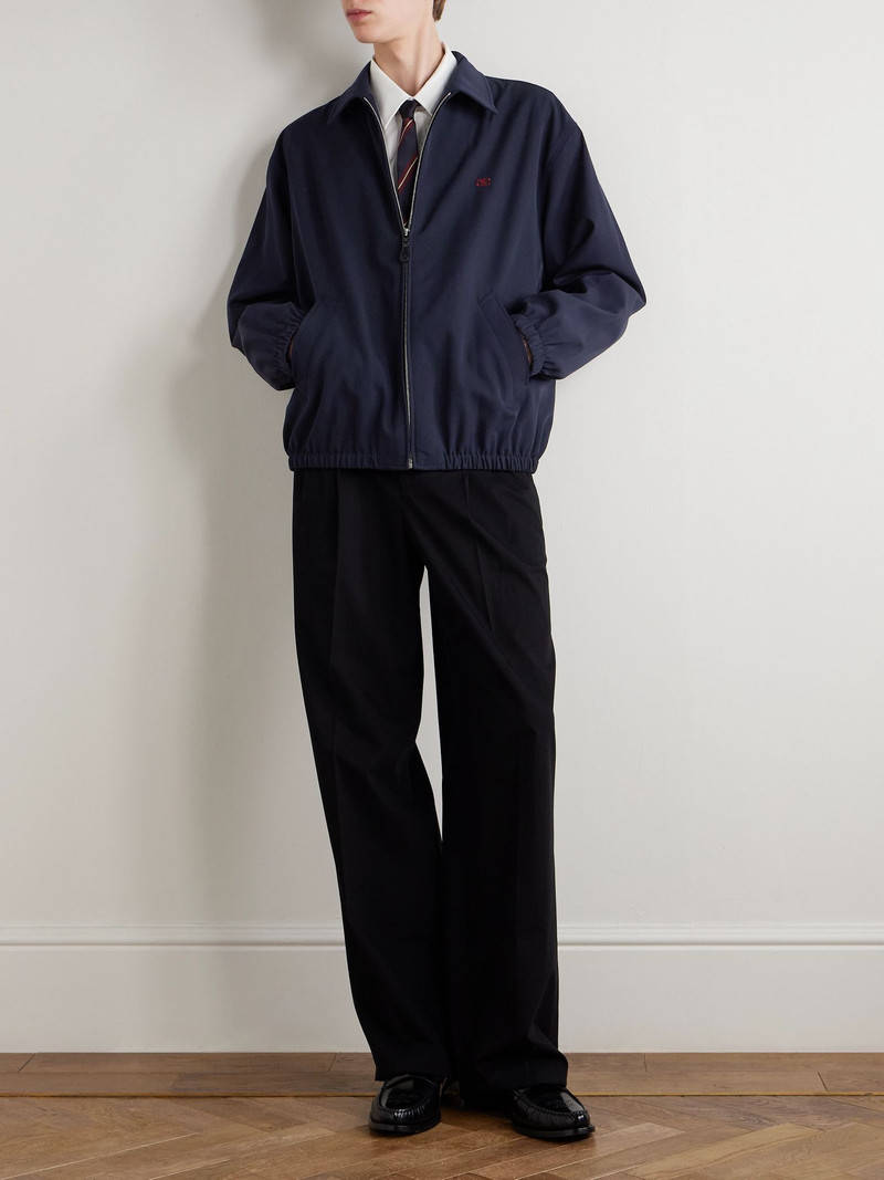CELINE Logo-Embroidered Wool and Cotton-Blend Gabardine Blouson Jacket Navy outlook