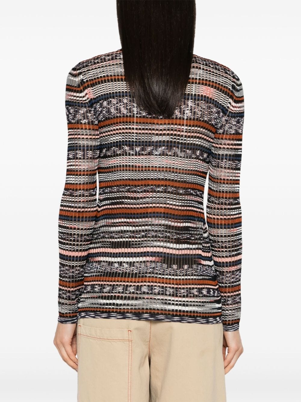 intarsia-knit striped shirt - 4