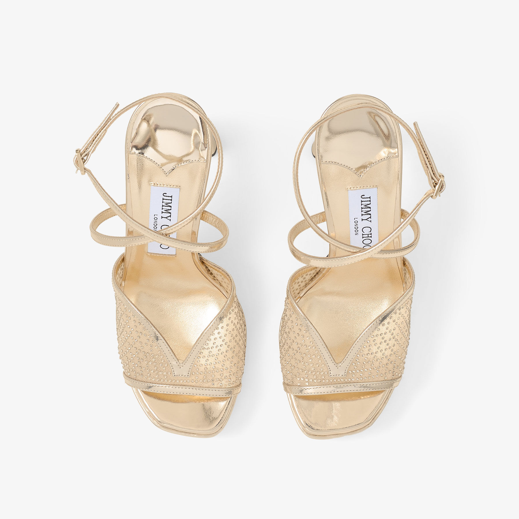 Karli Platform 125
Gold Illusion Crystal Mesh and Liquid Metal Leather Sandals - 4