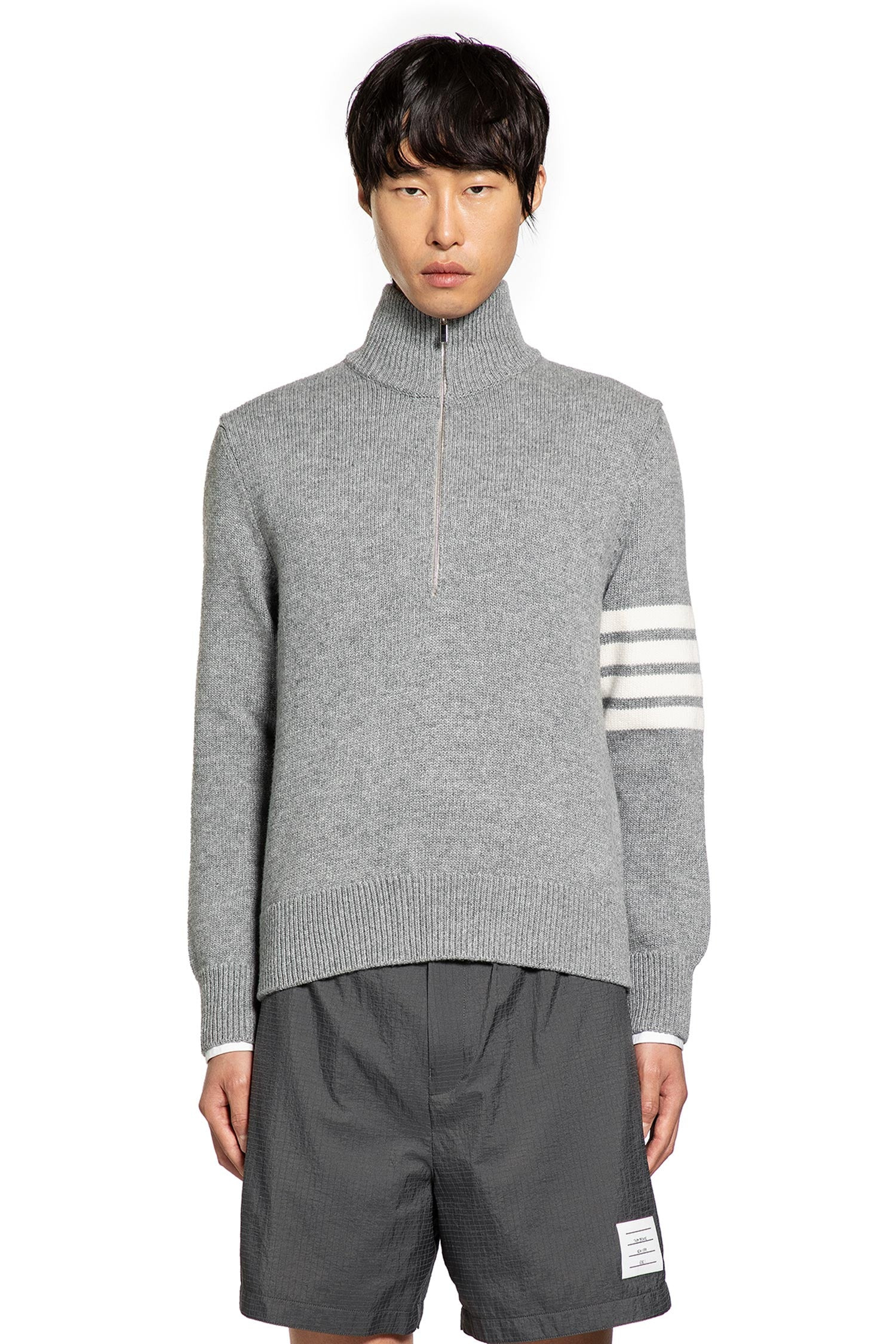 Funnel Neck Wool Quarter-zip - 1
