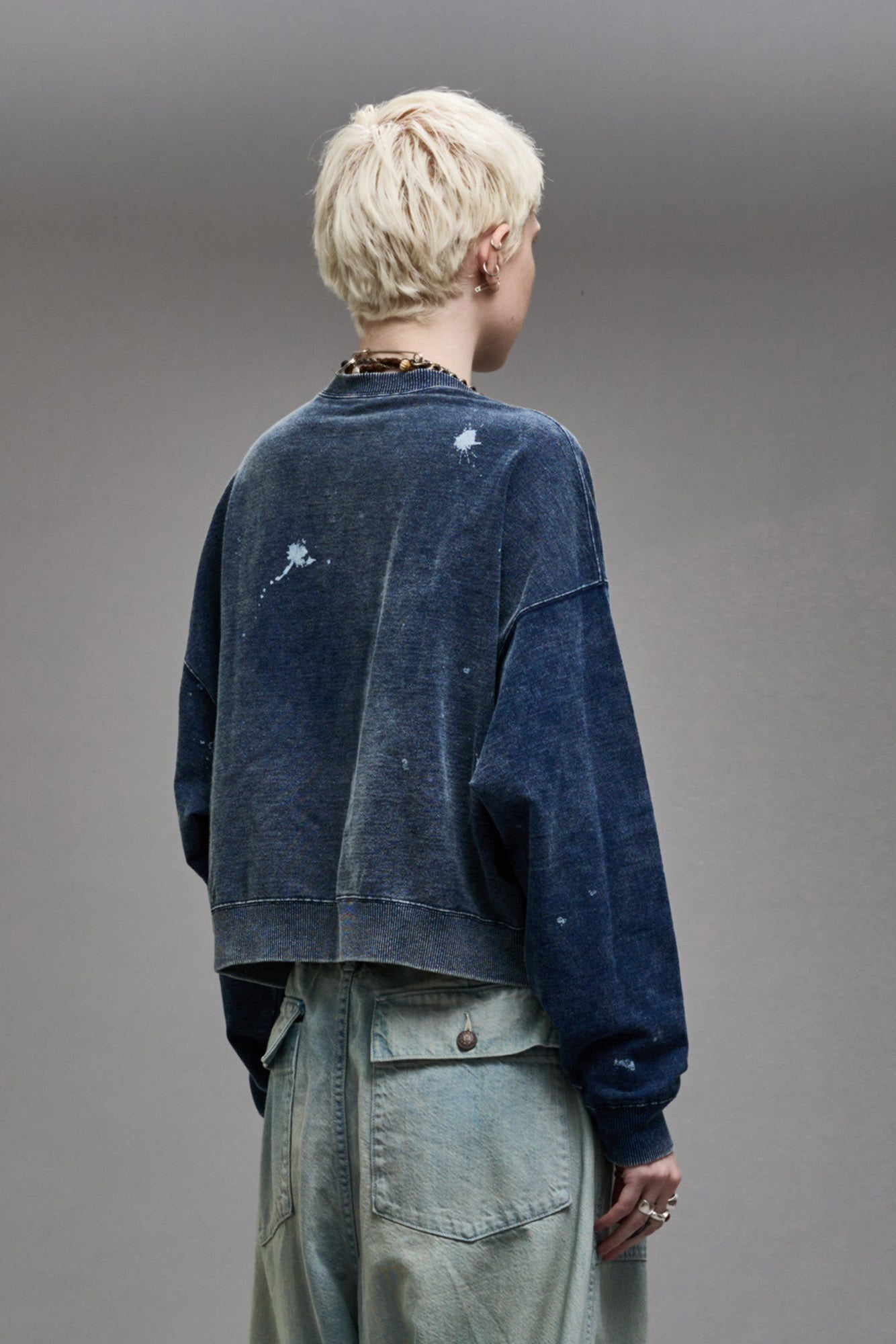 CROPPED R13 CREWNECK - INDIGO BLUE - 6