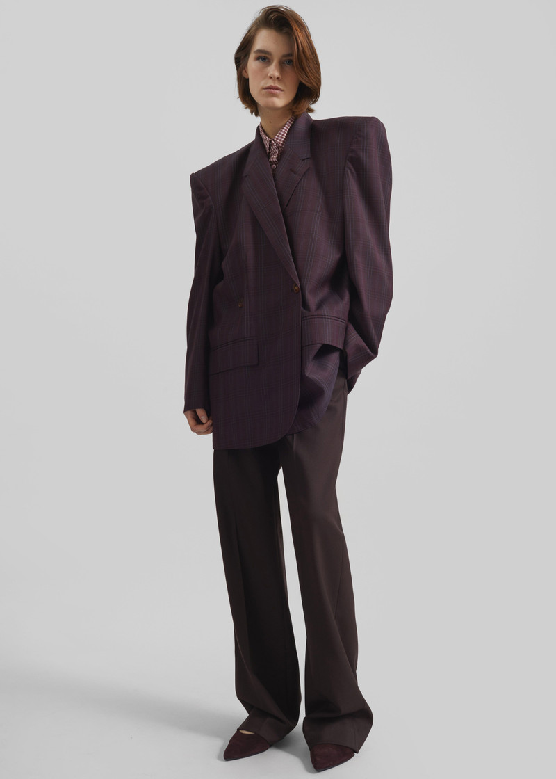 Marnay Padded Blazer - Burgundy Plaid 8