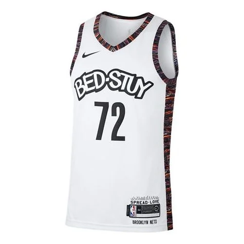 Nike NBA 캐주얼 스포츠 농구 저지 SW 팬 에디션 Jeresy Biggie Nets City Edition 브루클린 넷 - 1