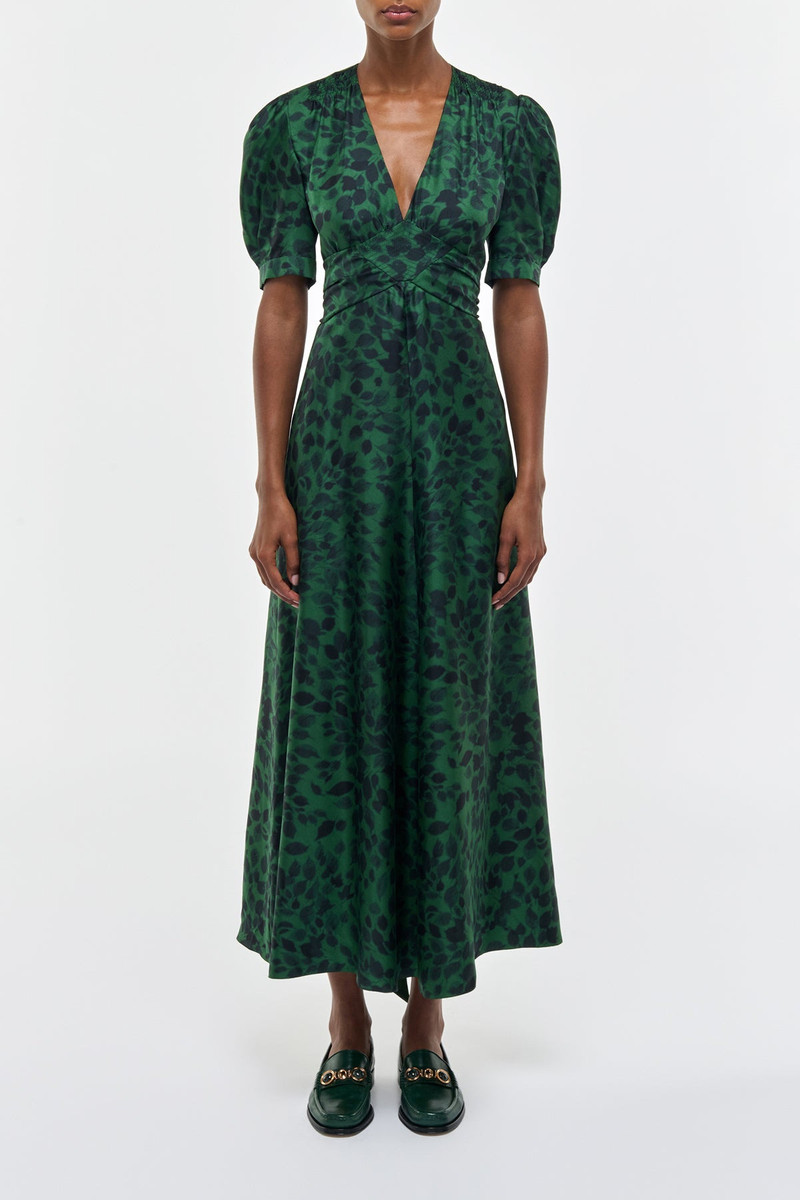 GABRIELA HEARST Larkin Maxi Dress in English Green Printed Silk outlook