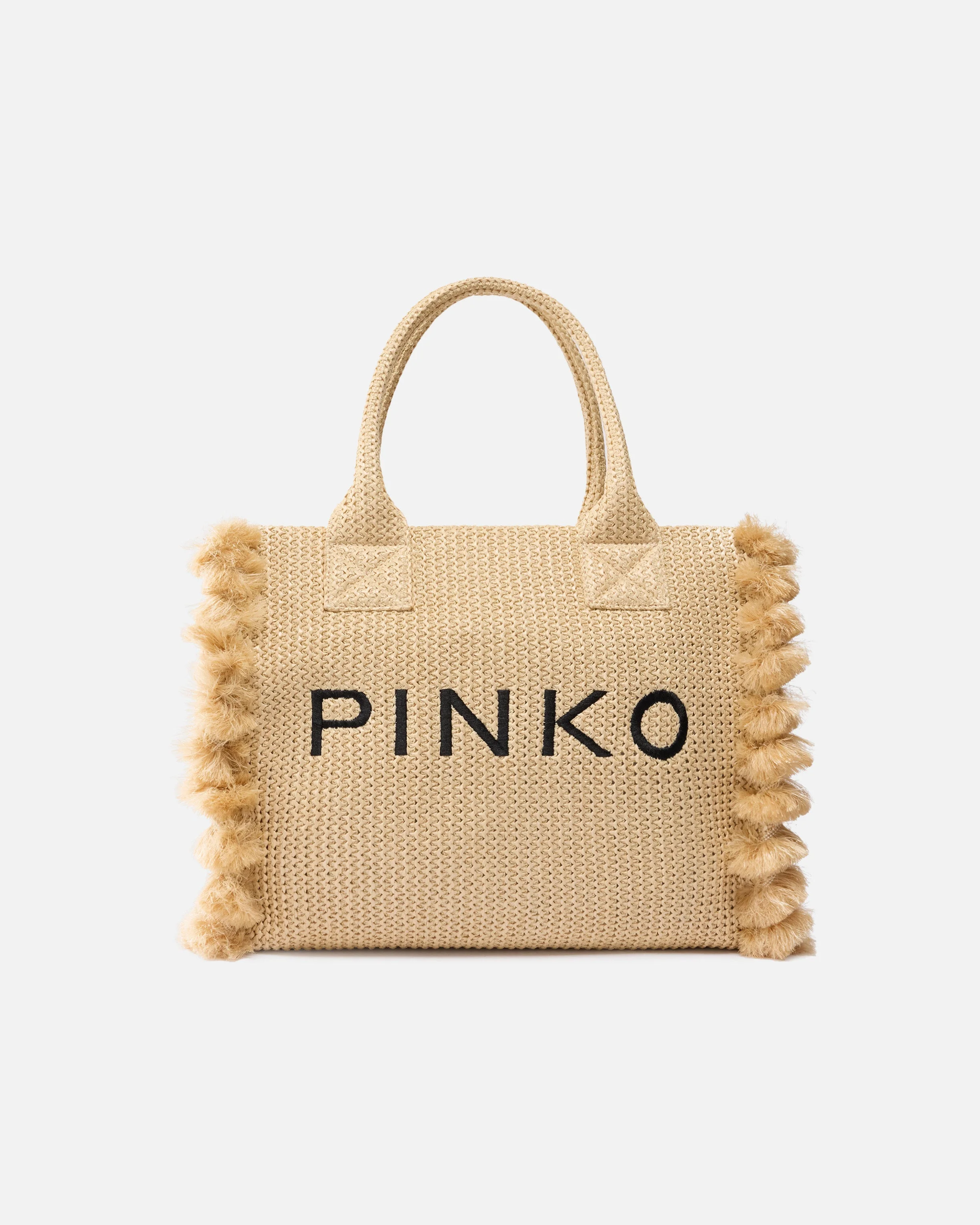 MEDIUM BEACH SHOPPING TOTE IN RAFFIA WITH LOGO AND TASSELS - 1