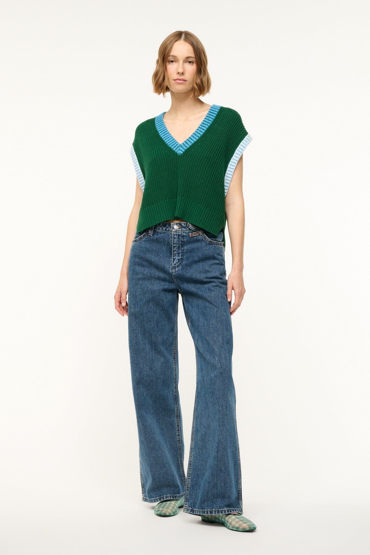 STAUD AMERICANA SWEATER JUNGLE SKY IVORY - 2