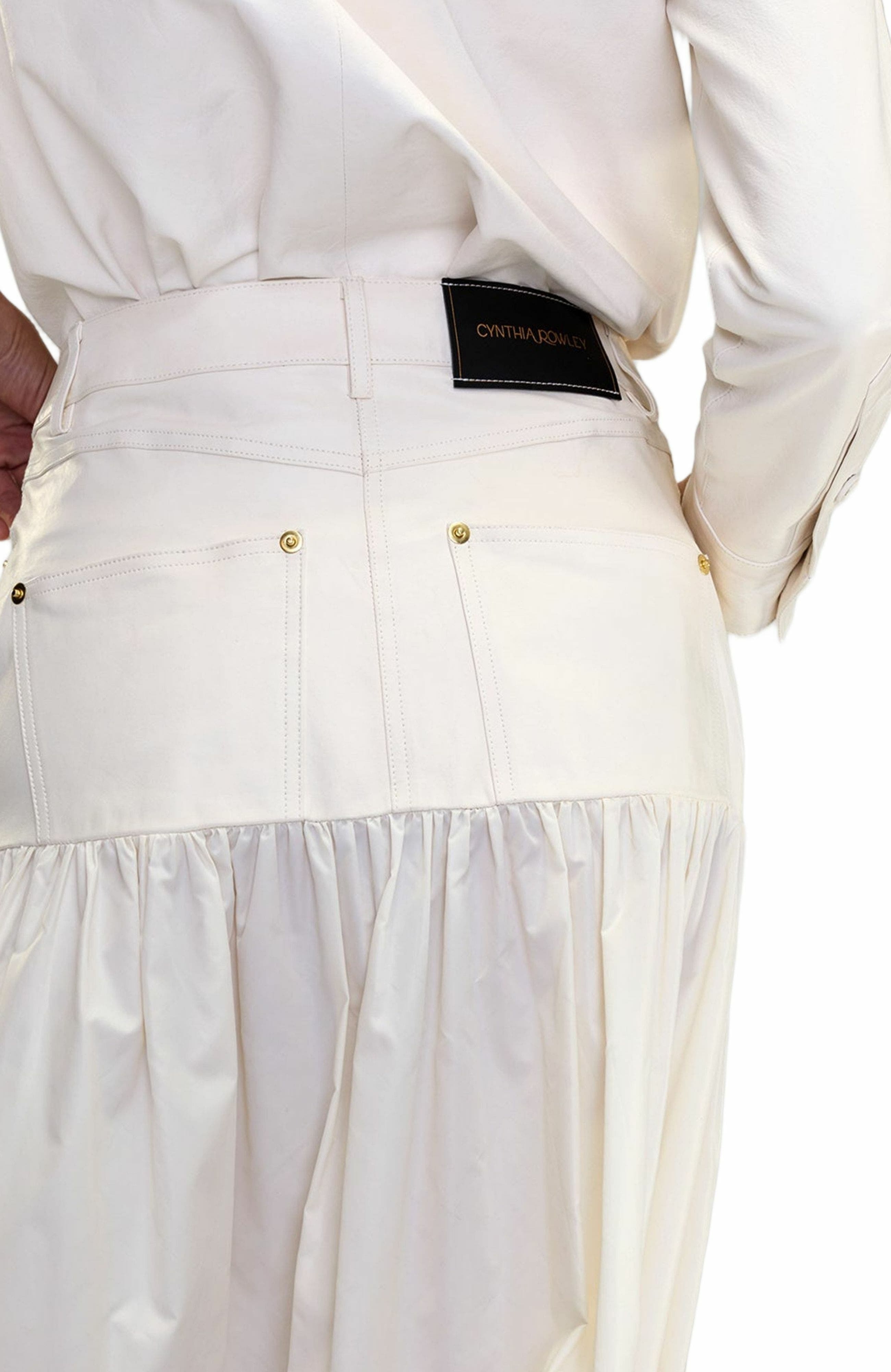 Cynthia Rowley Downtown Leather Nylon Skirt in Off_White at Nordstrom - 4