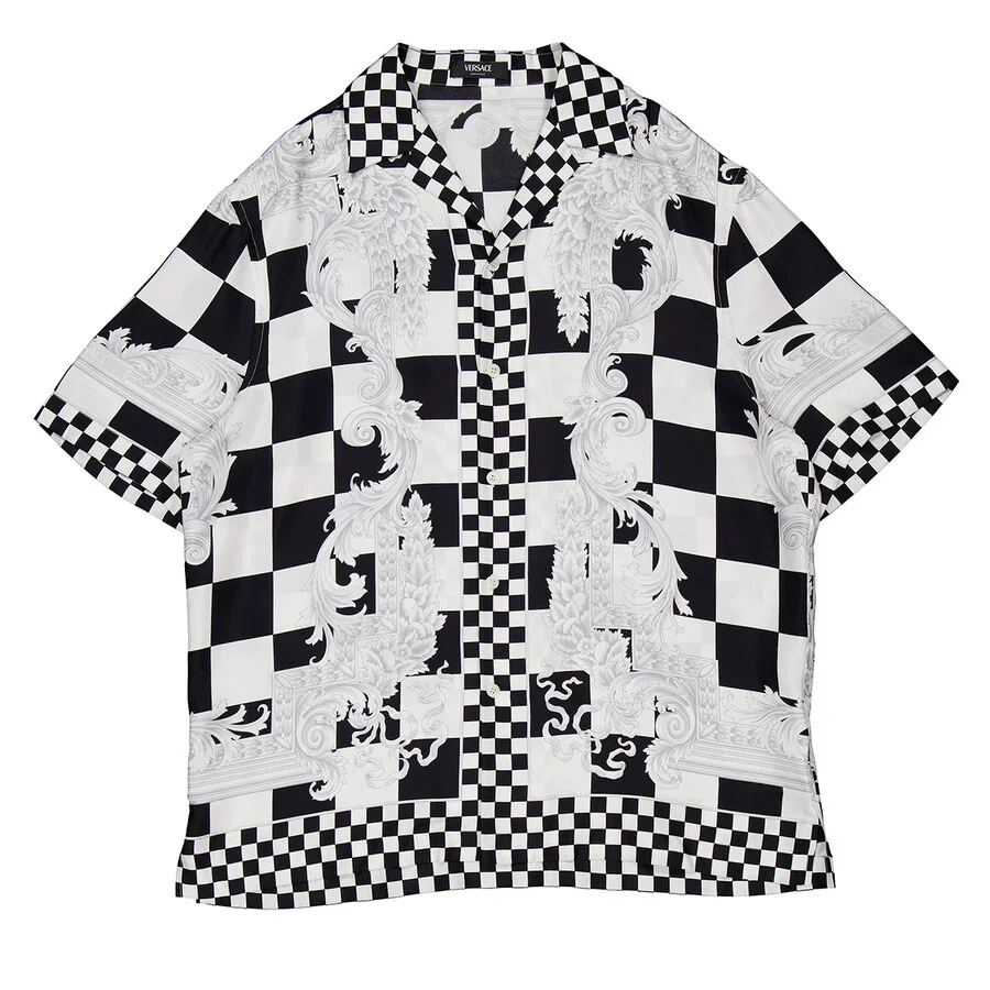 Versace Medusa Checkerboard Print Silk Shirt - 1