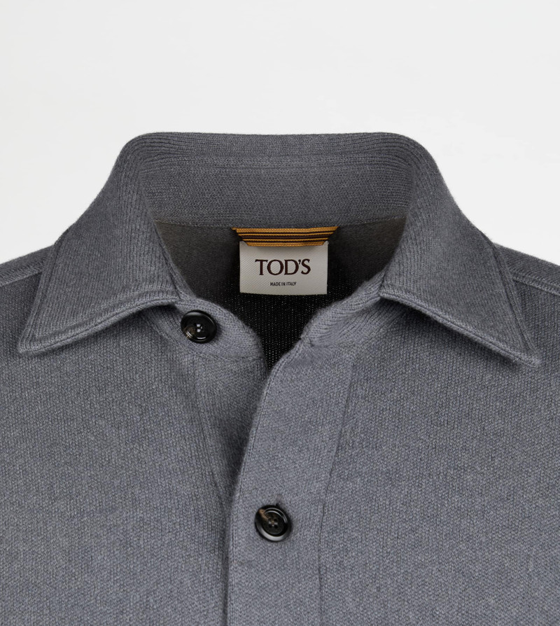 SHIRT JACKET IN CASHMERE BLEND JERSEY - GREY 3