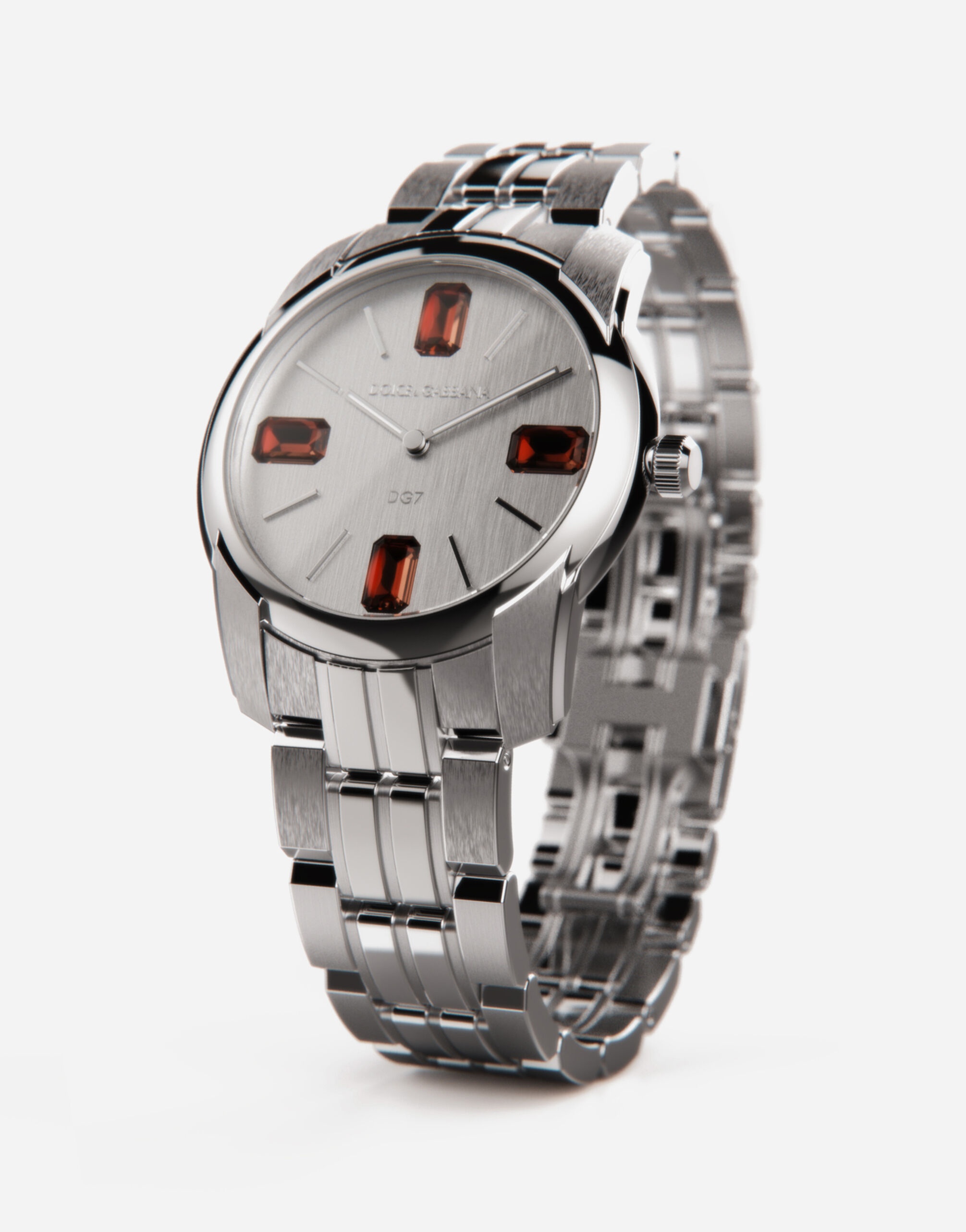 Steel and rhodolite watch - 5