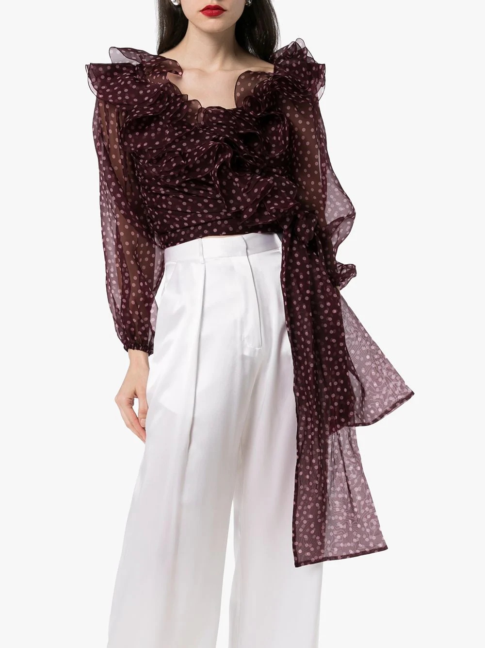 ruffled polka-dot silk-chiffon blouse - 3