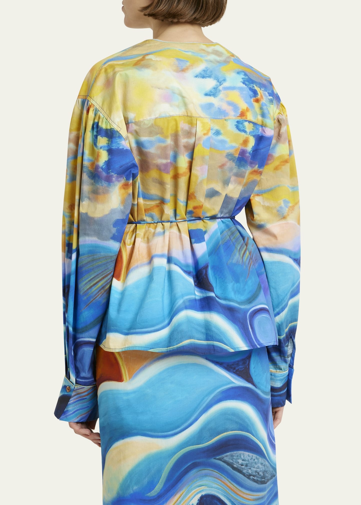 Holland Abstract-Print Cotton Wrap Jacket - 3