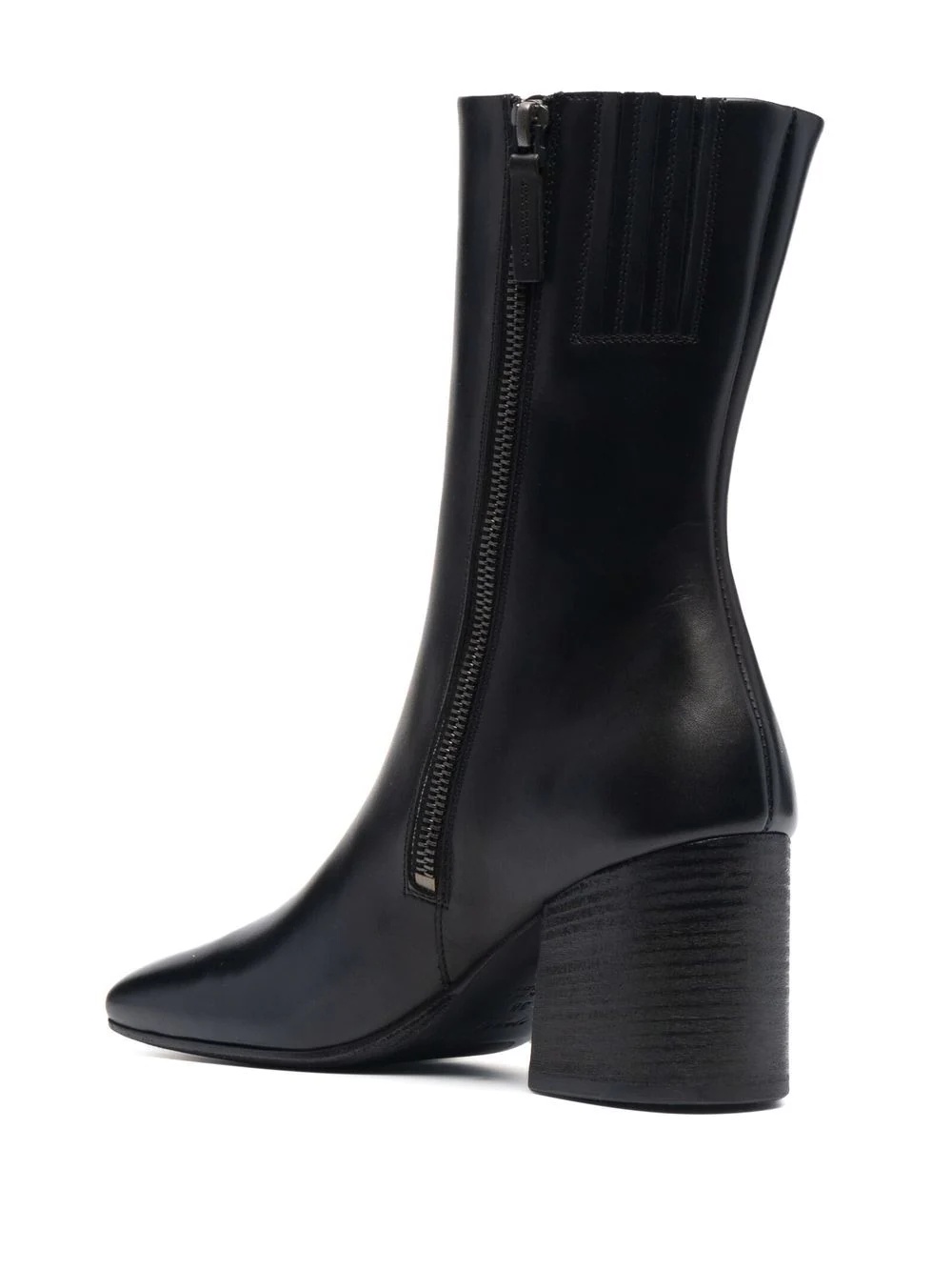 square-toe mid-calf leather boots - 3