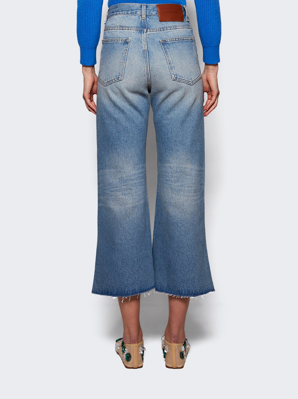 Wide Leg Cropped Jean Pale Blue - 5