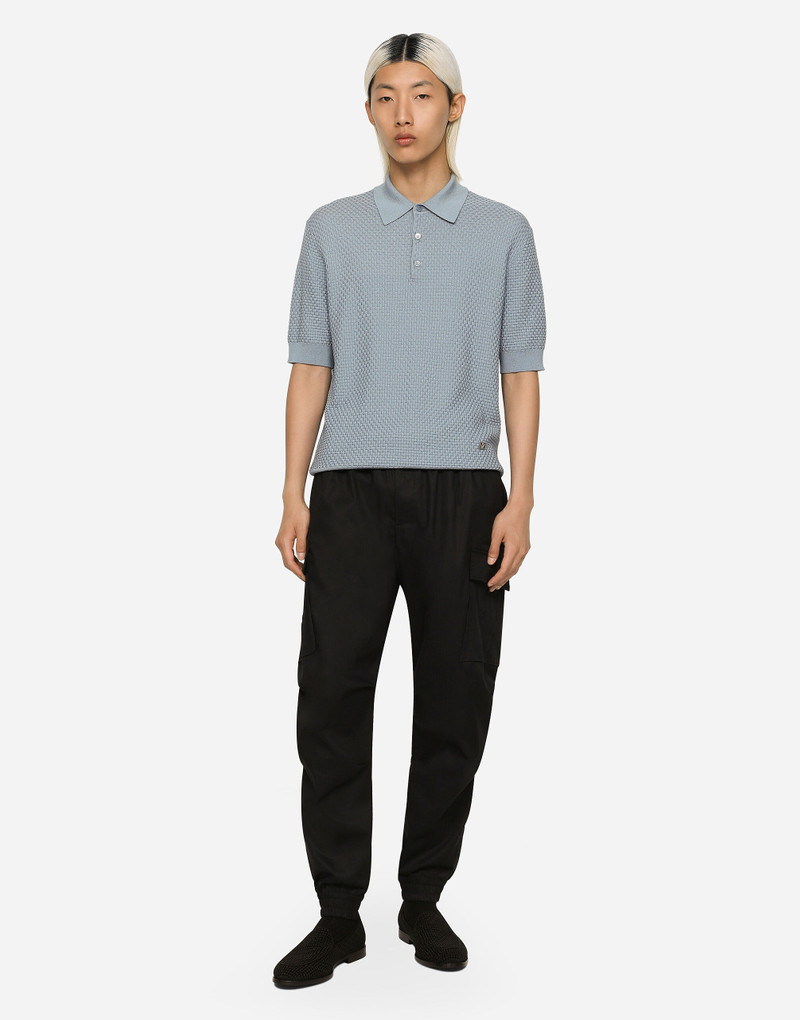 Stretch cotton polo-shirt with DG hardware 2