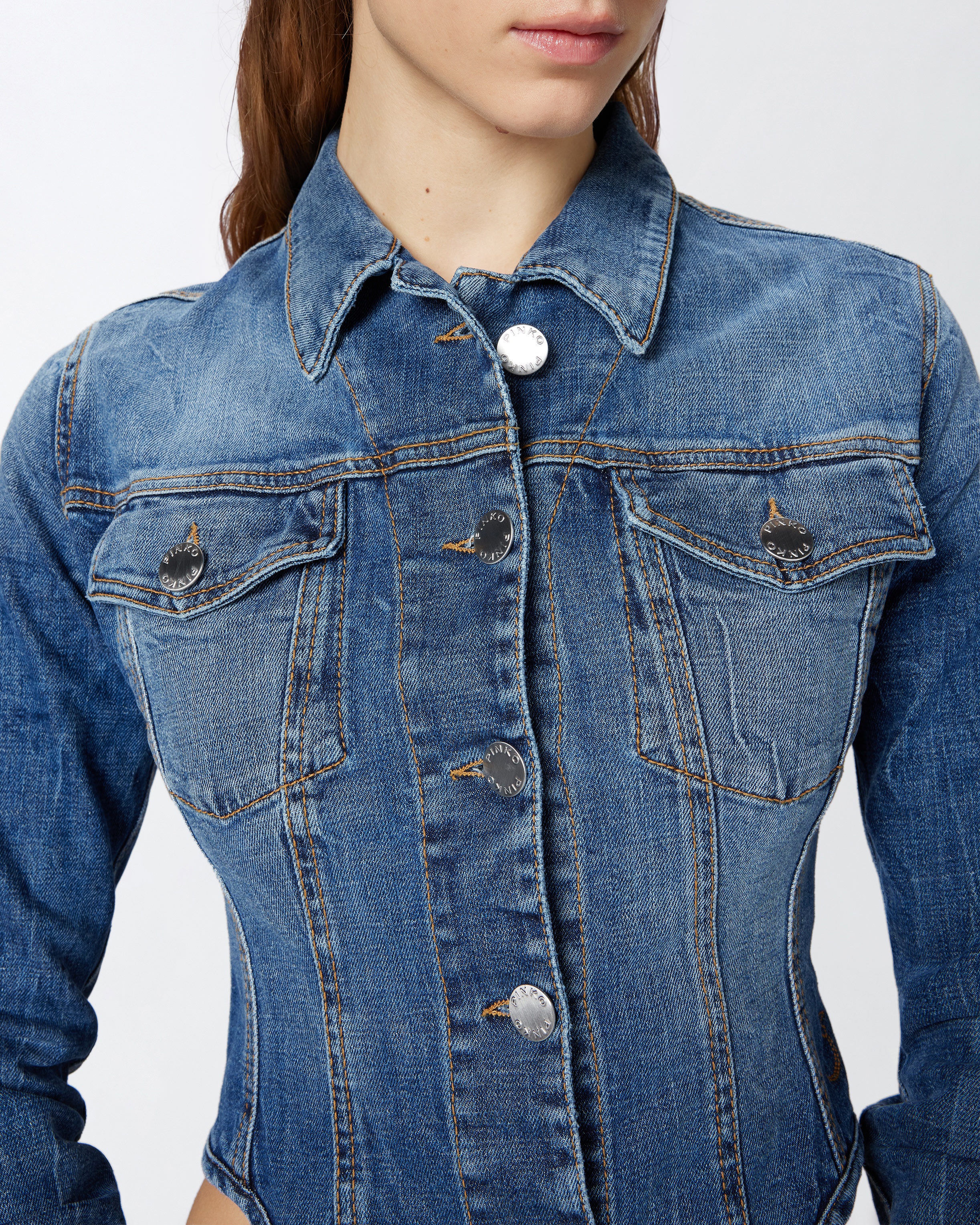 INDIGO DENIM BUSTIER JACKET - 5