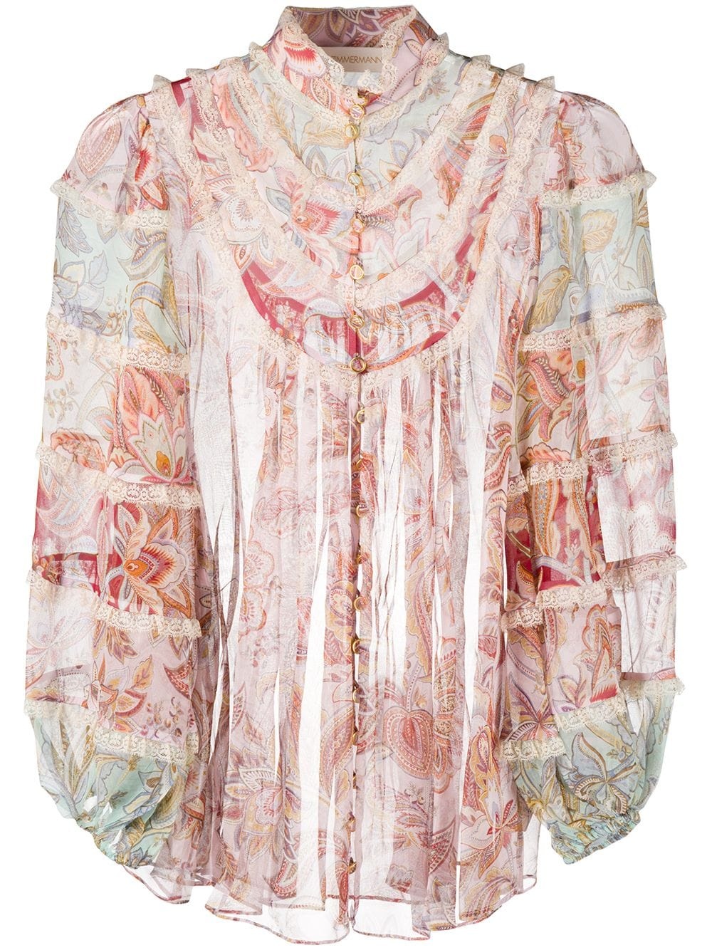 ruffled floral silk shirt - 1