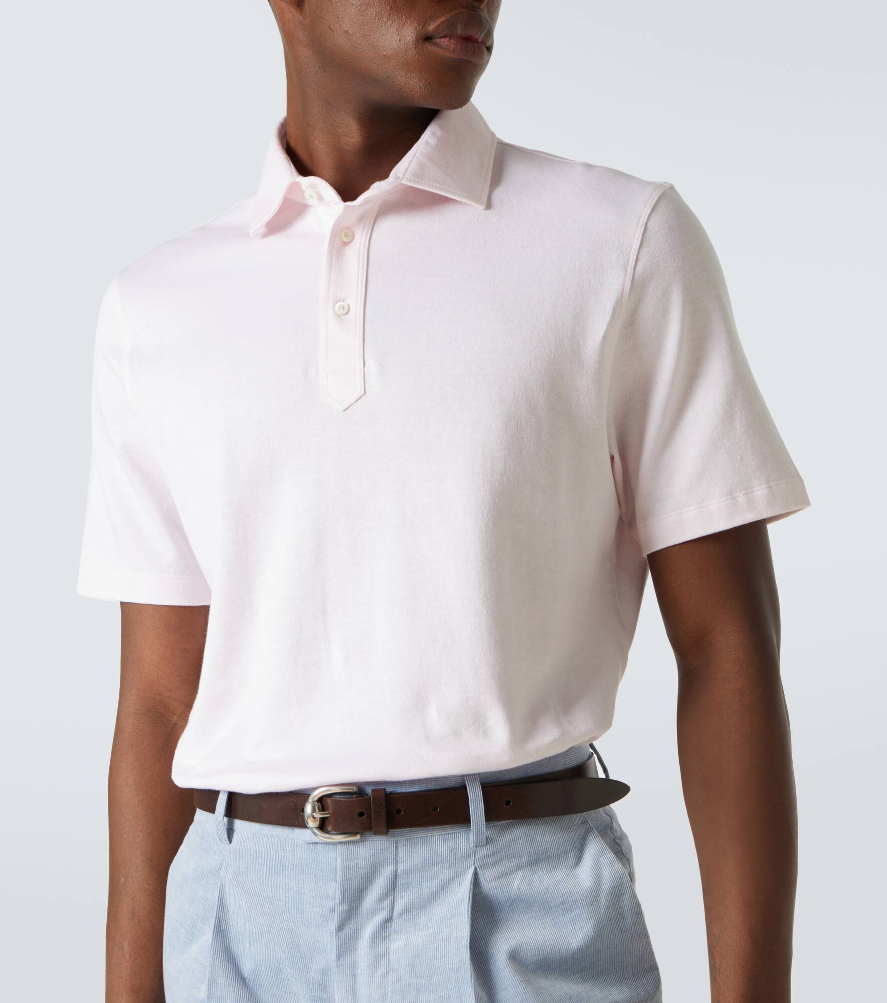 Cotton and linen piqué polo shirt - 5