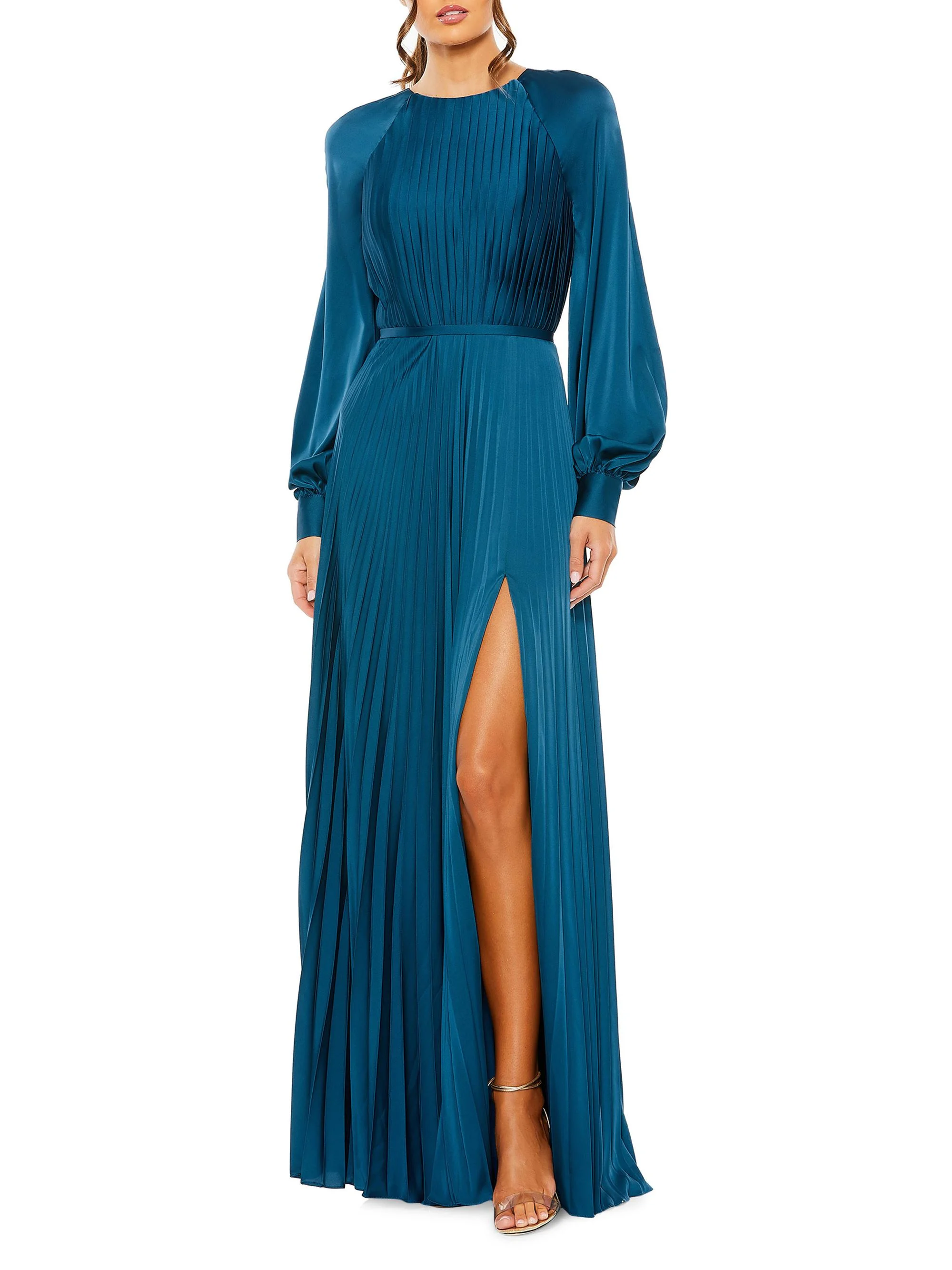 Women's Ieena Pleated A-Line Chiffon Gown - Peacock - 1