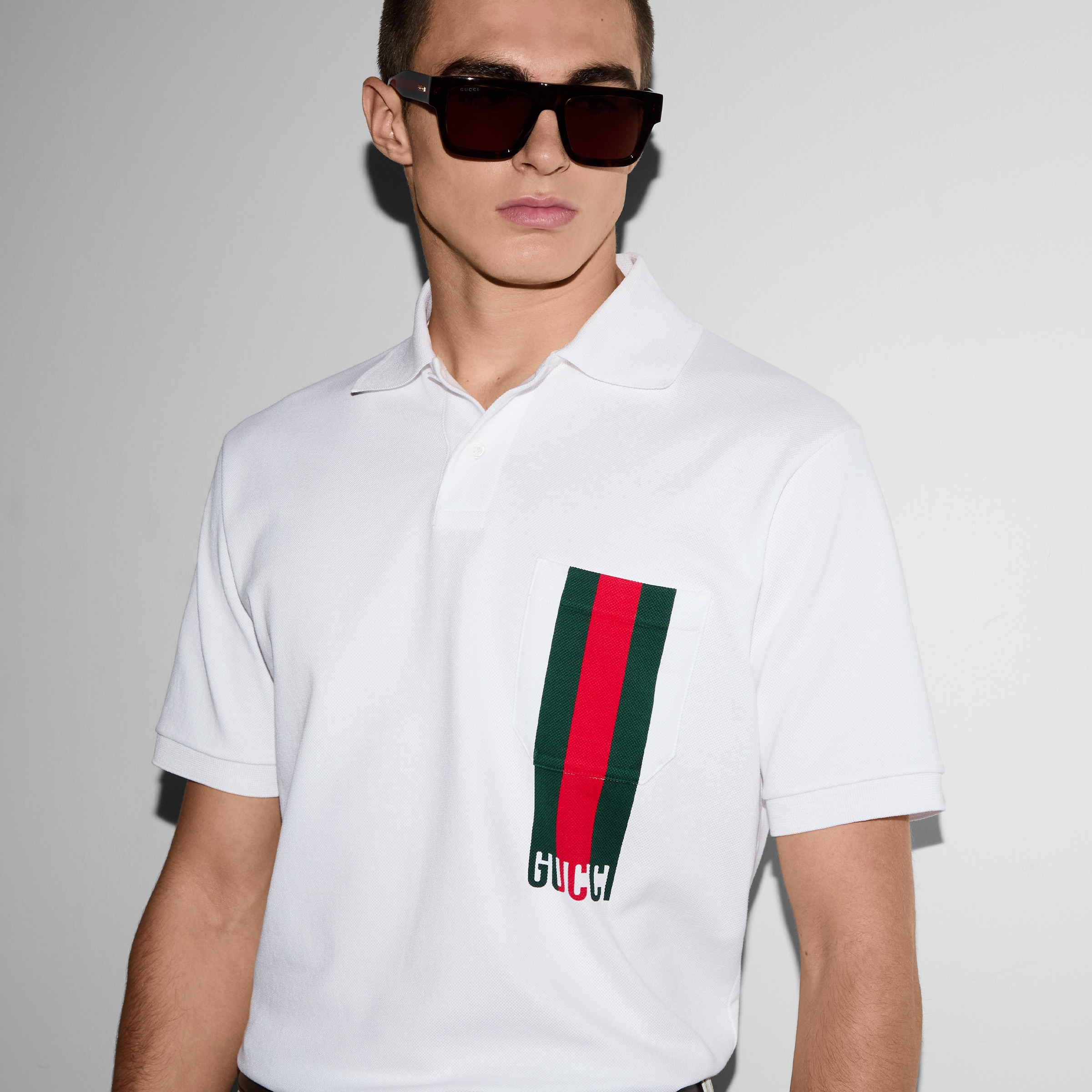 Cotton piquet polo shirt with print - 5