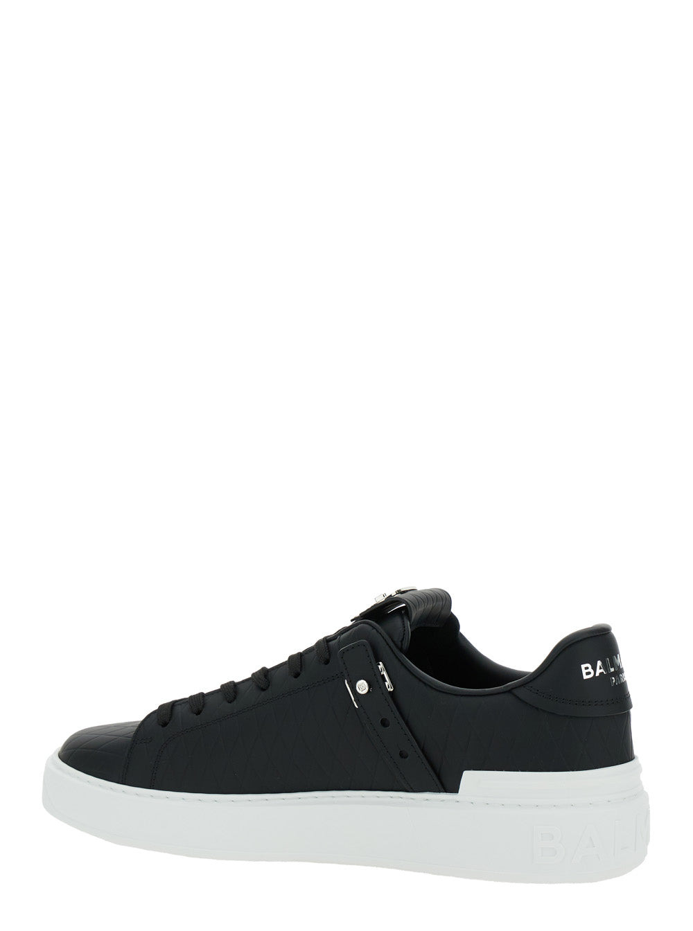 Balmain Men 'B-Court B-Buzz' Black Low Sneakers With Diamond Motif And Logo Patch On The Tongue In L - 3