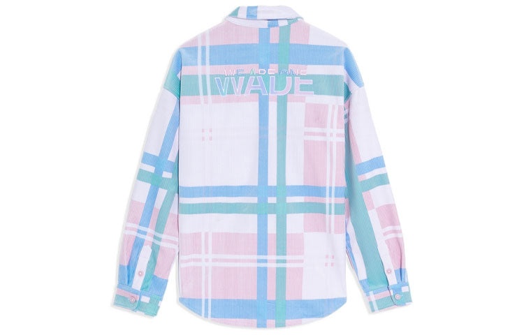 Li-Ning Wade Series Colorblock Plaid Loose Shirt 'White Pink Blue' AFDS205-1 - 2