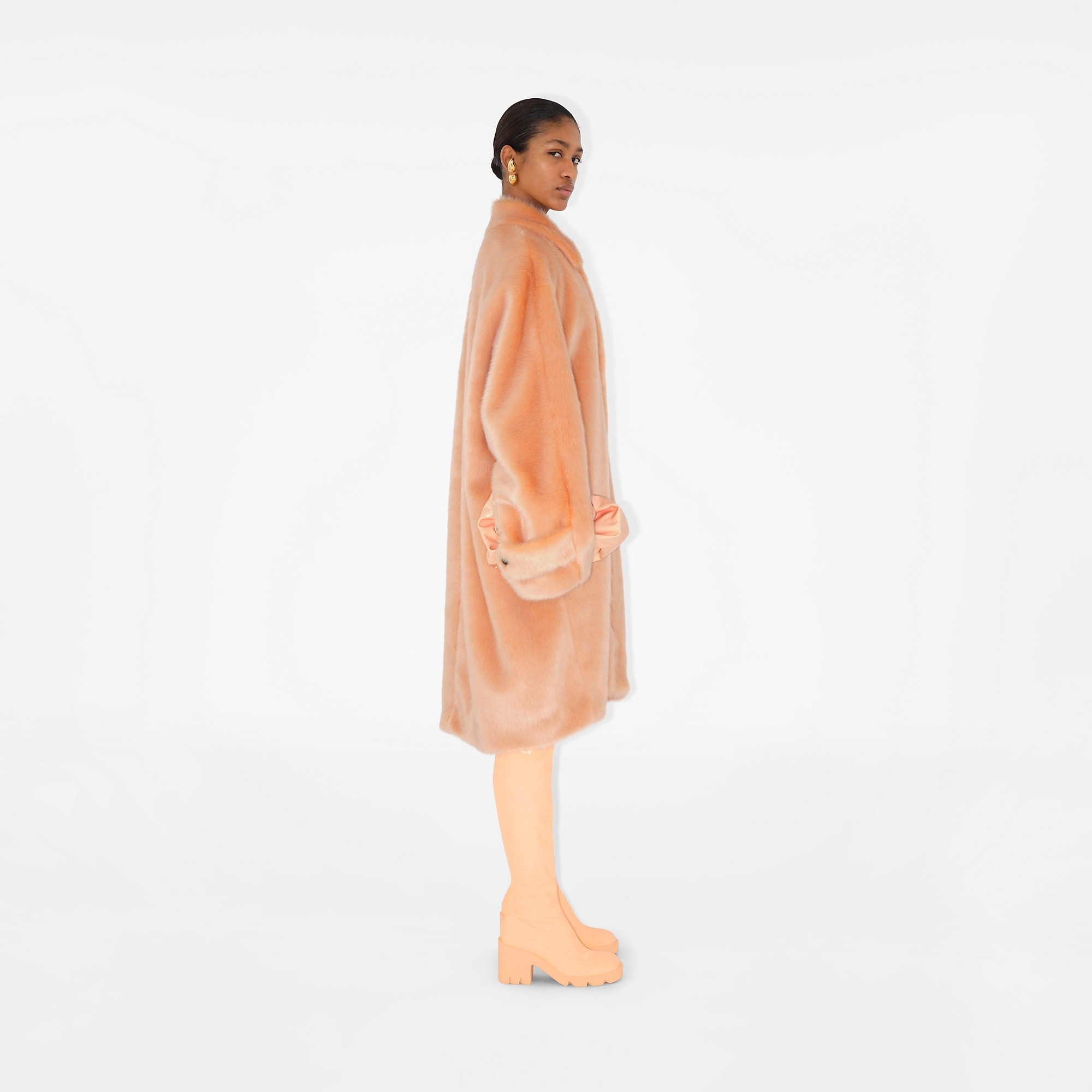 Long Faux Fur Car Coat - 3