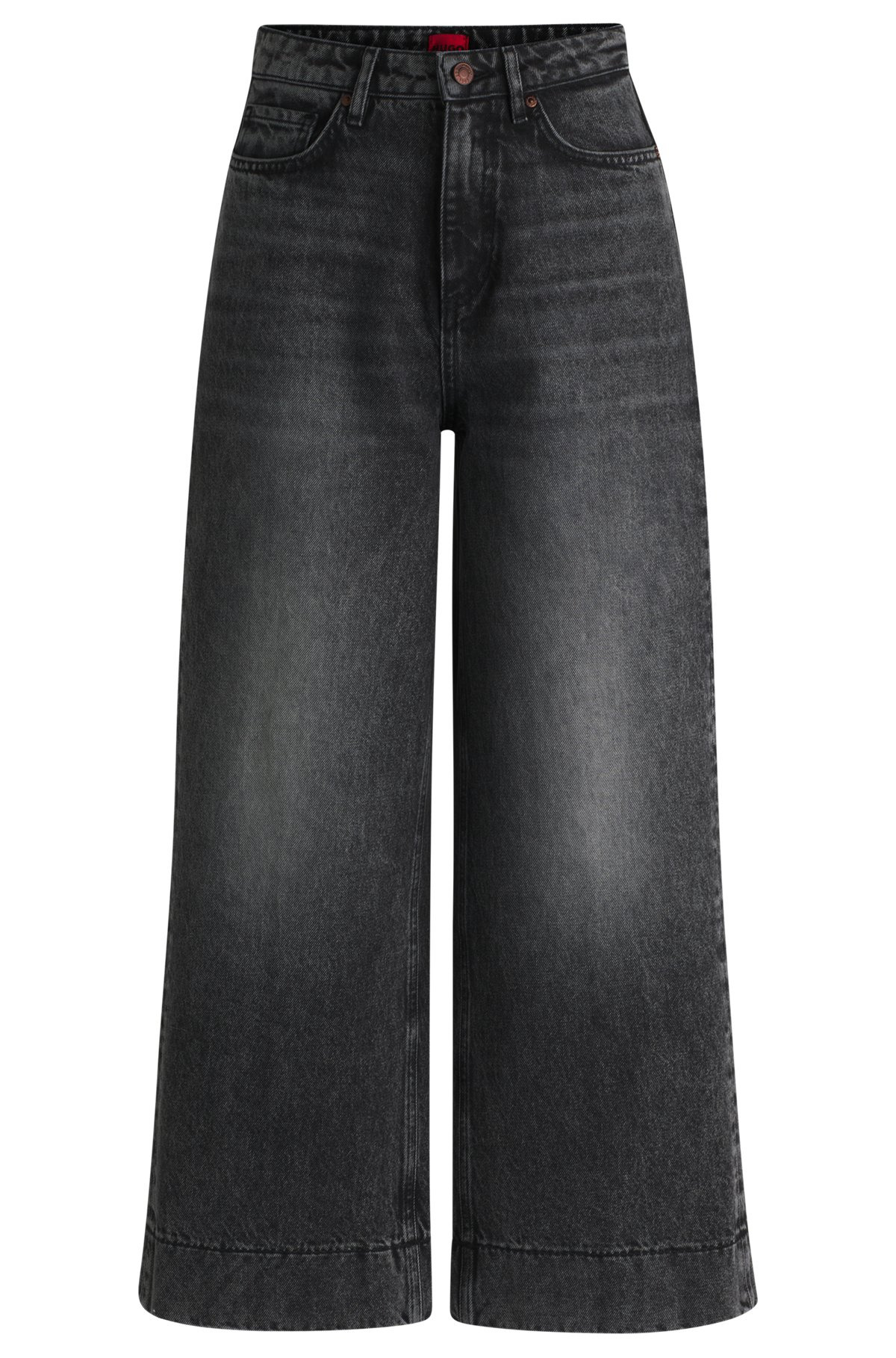 WIDE-LEG JEANS IN BLACK RIGID DENIM - 1