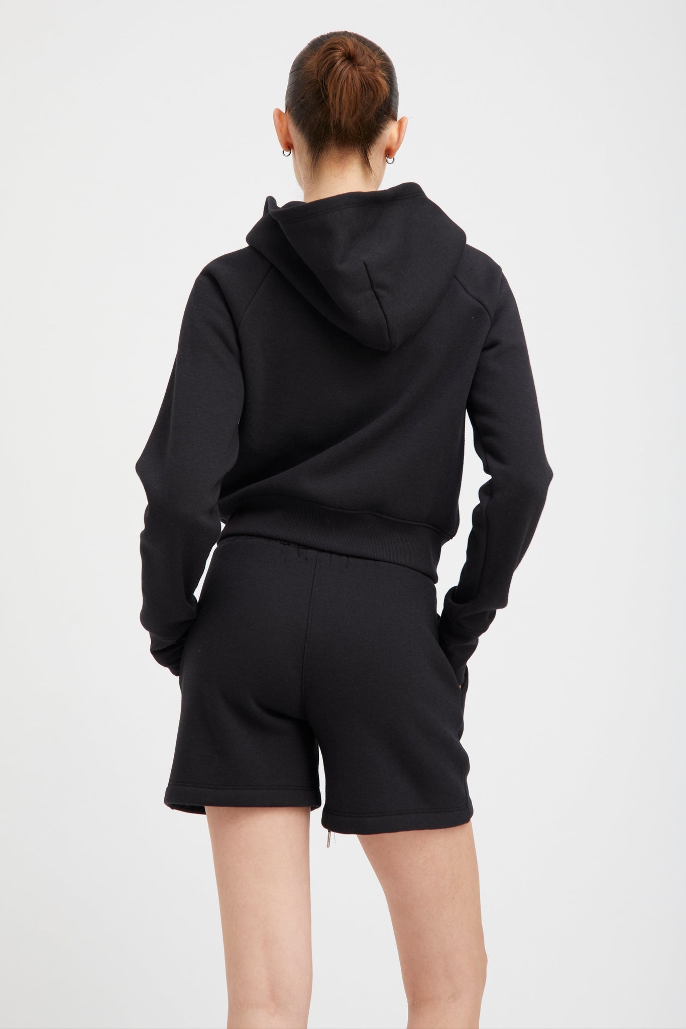 BLACK SHRUNKEN ZIP UP HOODIE - 4