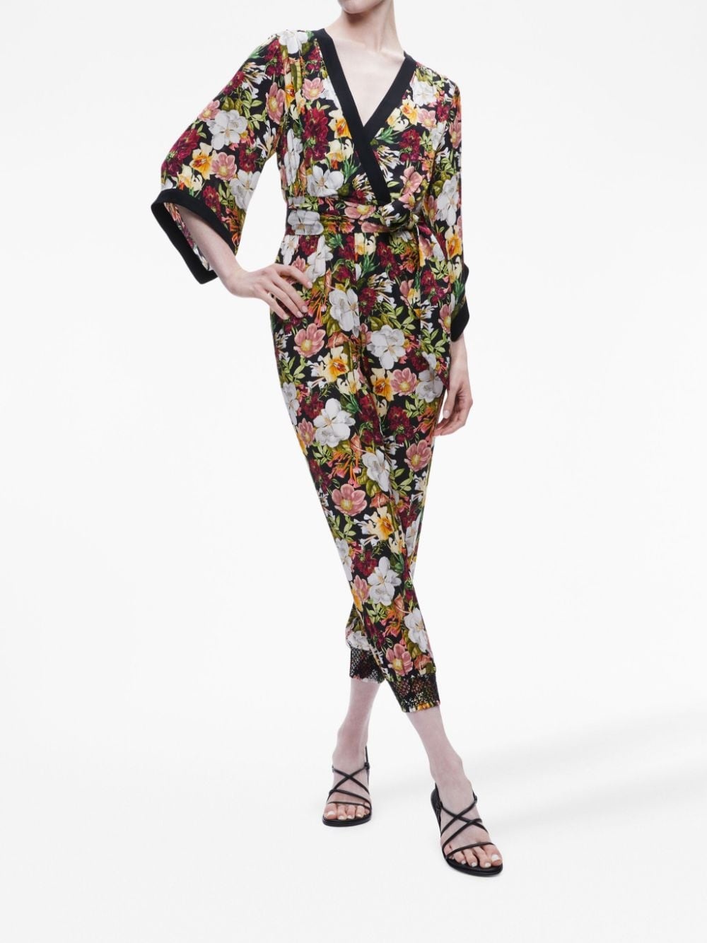 floral-print tied-waist jumpsuit - 2