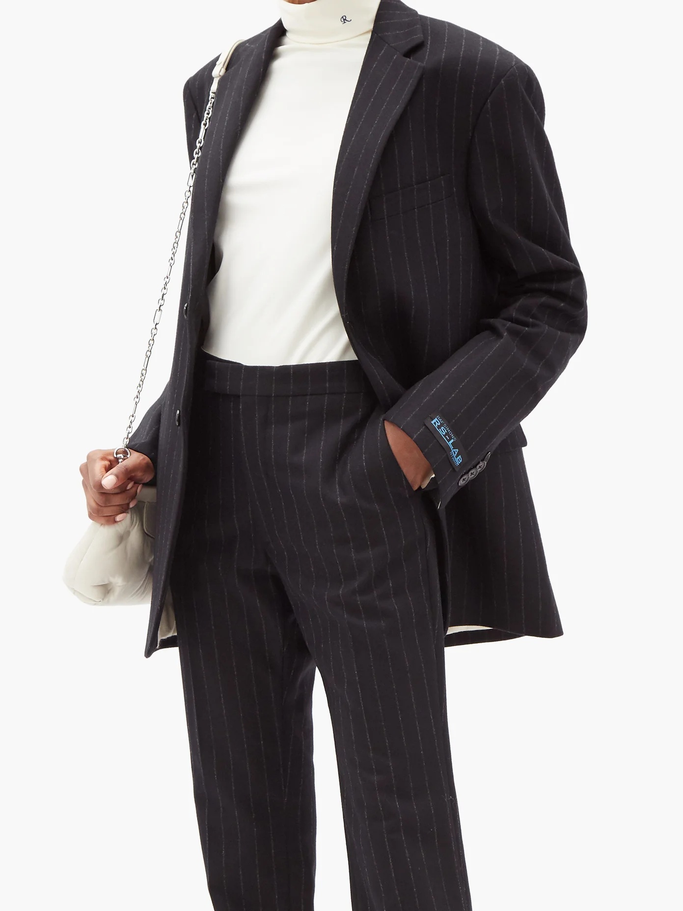 Pinstriped wool-twill suit jacket - 6