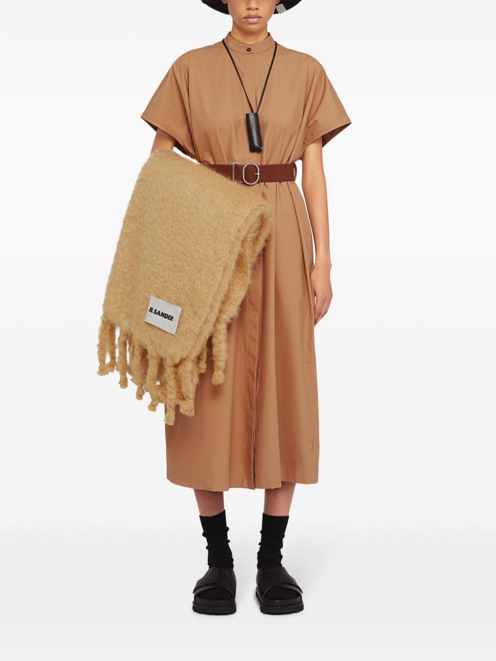 collarless belted shirt dress - 2
