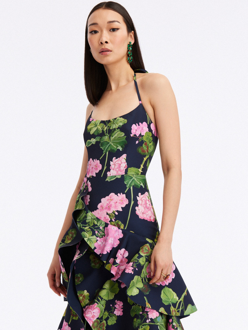 RUFFLE GERANIUM FAILLE GOWN 3