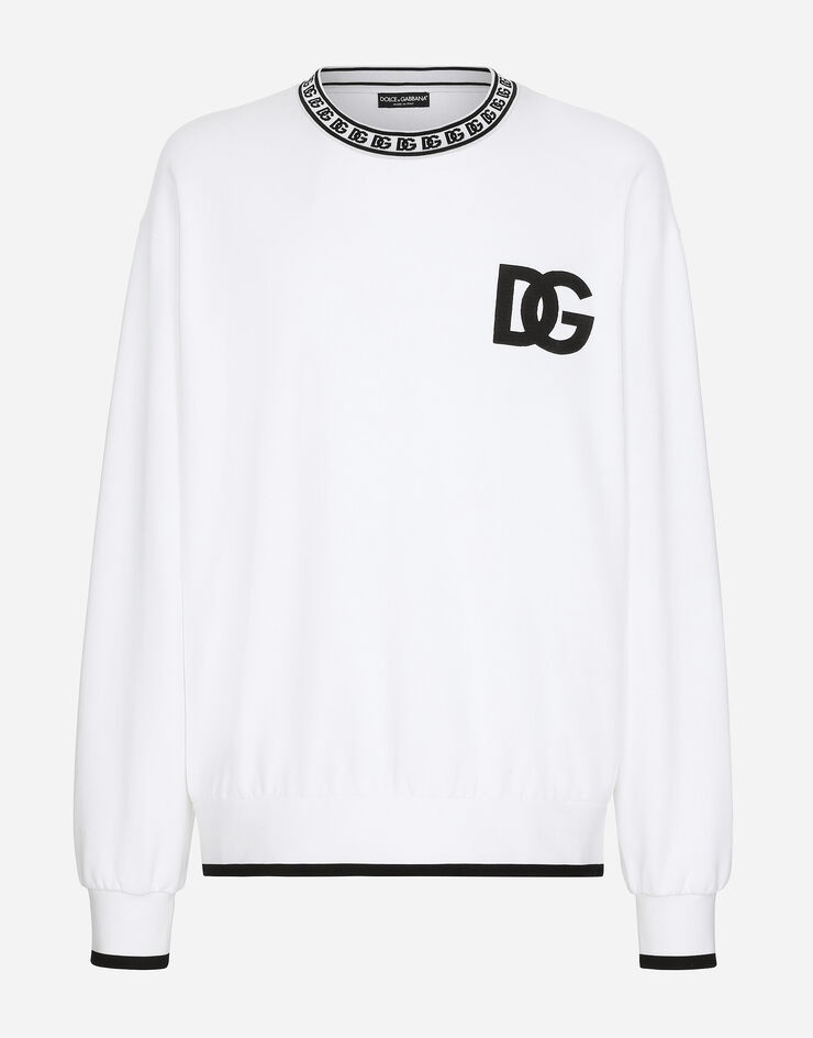 Jersey round-neck sweatshirt with DG embroidery - 1
