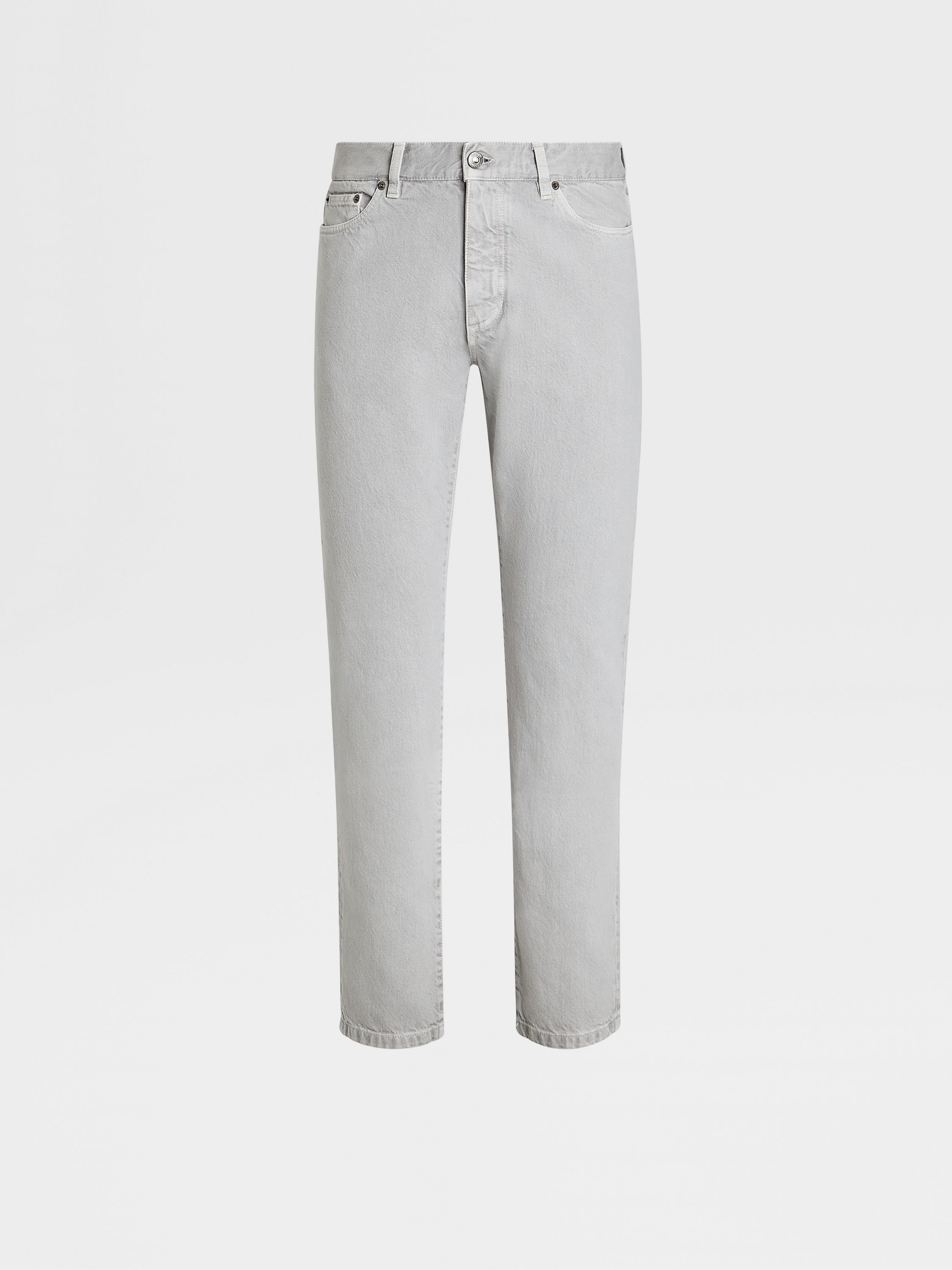 GREY MÉLANGE MARBLED COTTON ROCCIA JEANS - 1