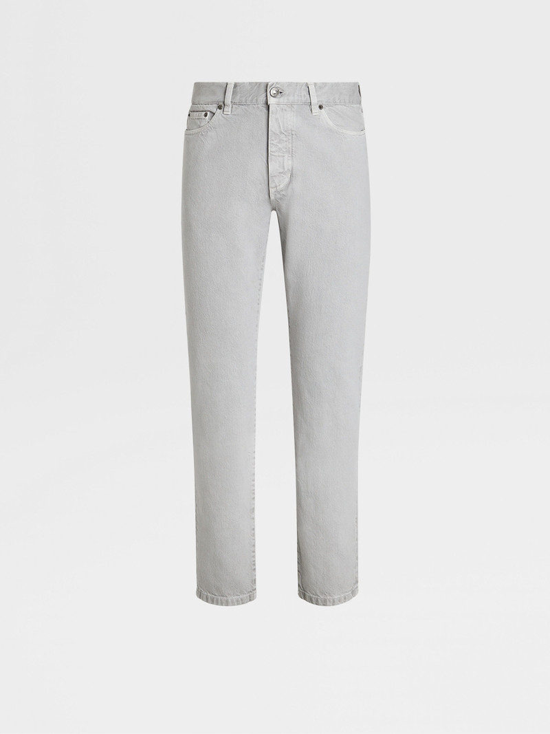 GREY MÉLANGE MARBLED COTTON ROCCIA JEANS 1