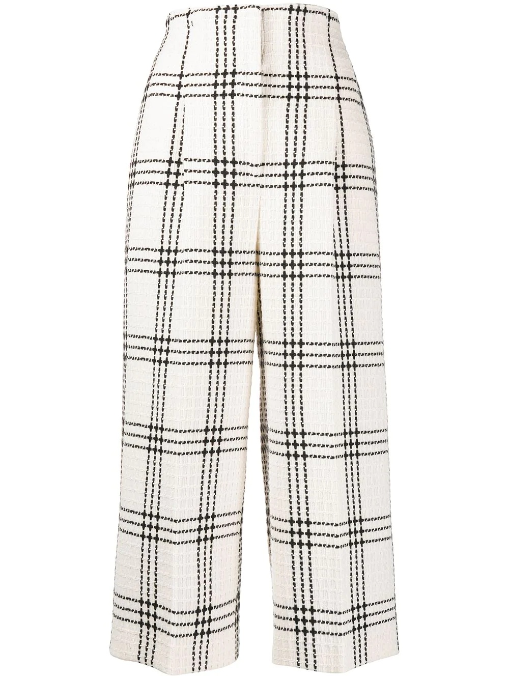 checked cropped trousers - 1