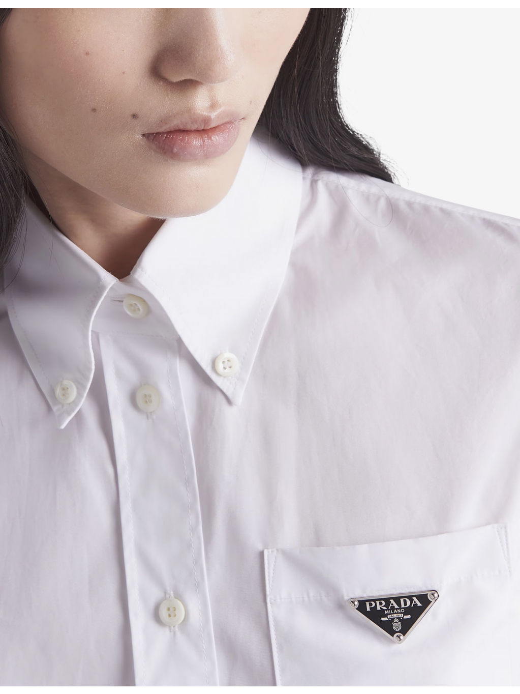 Logo-plaque cropped cotton shirt - 5
