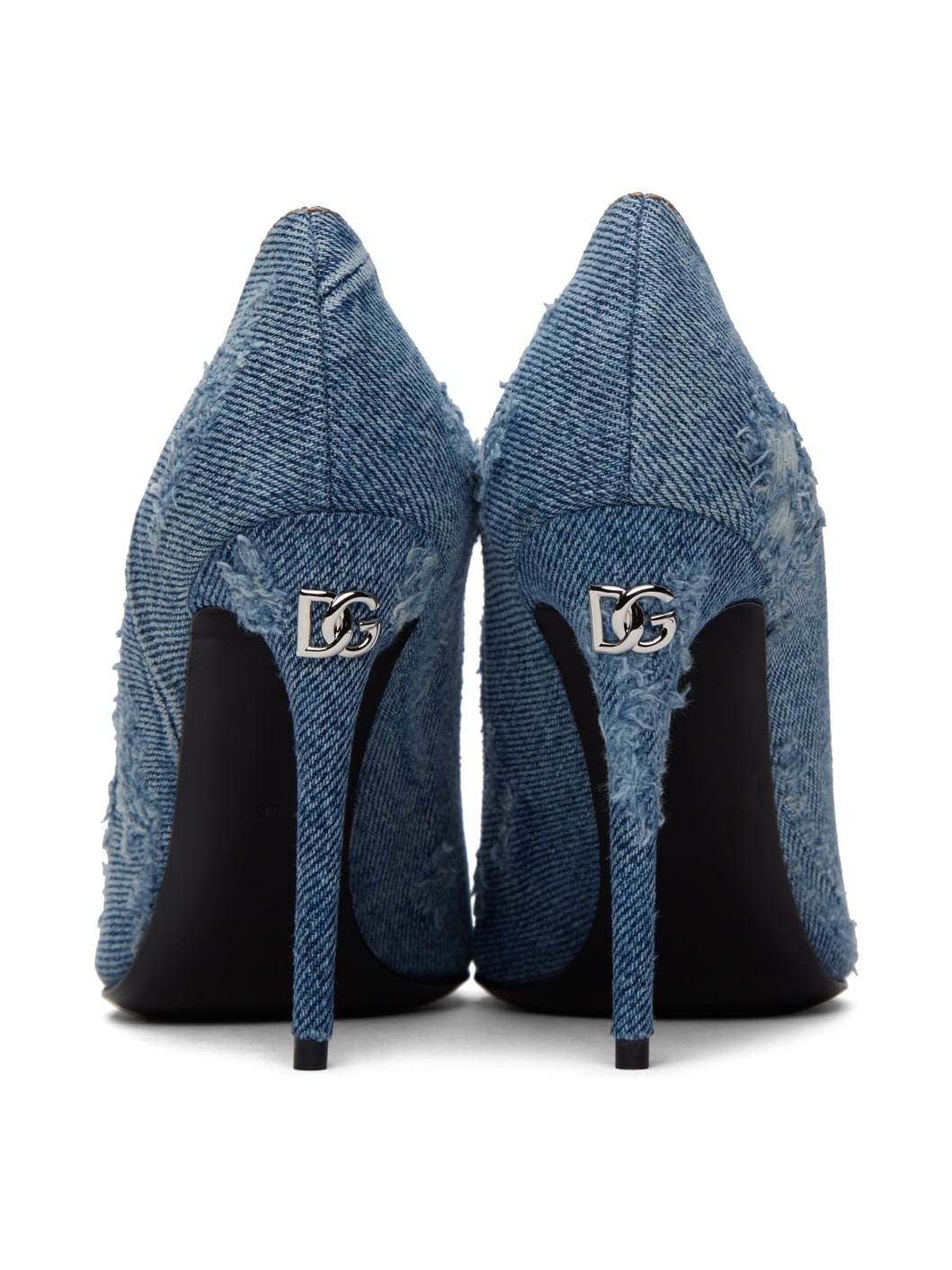 Blue Patchwork Denim Heels - 2