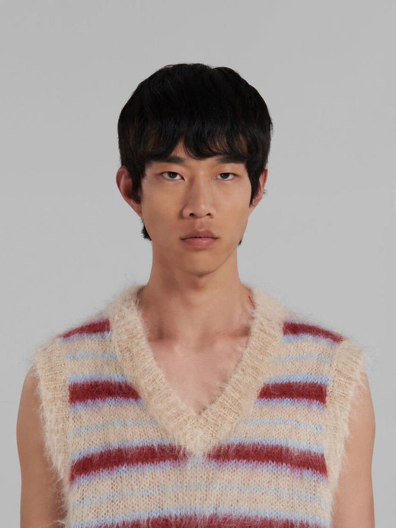 CREAM STRIPED MOHAIR VEST 4
