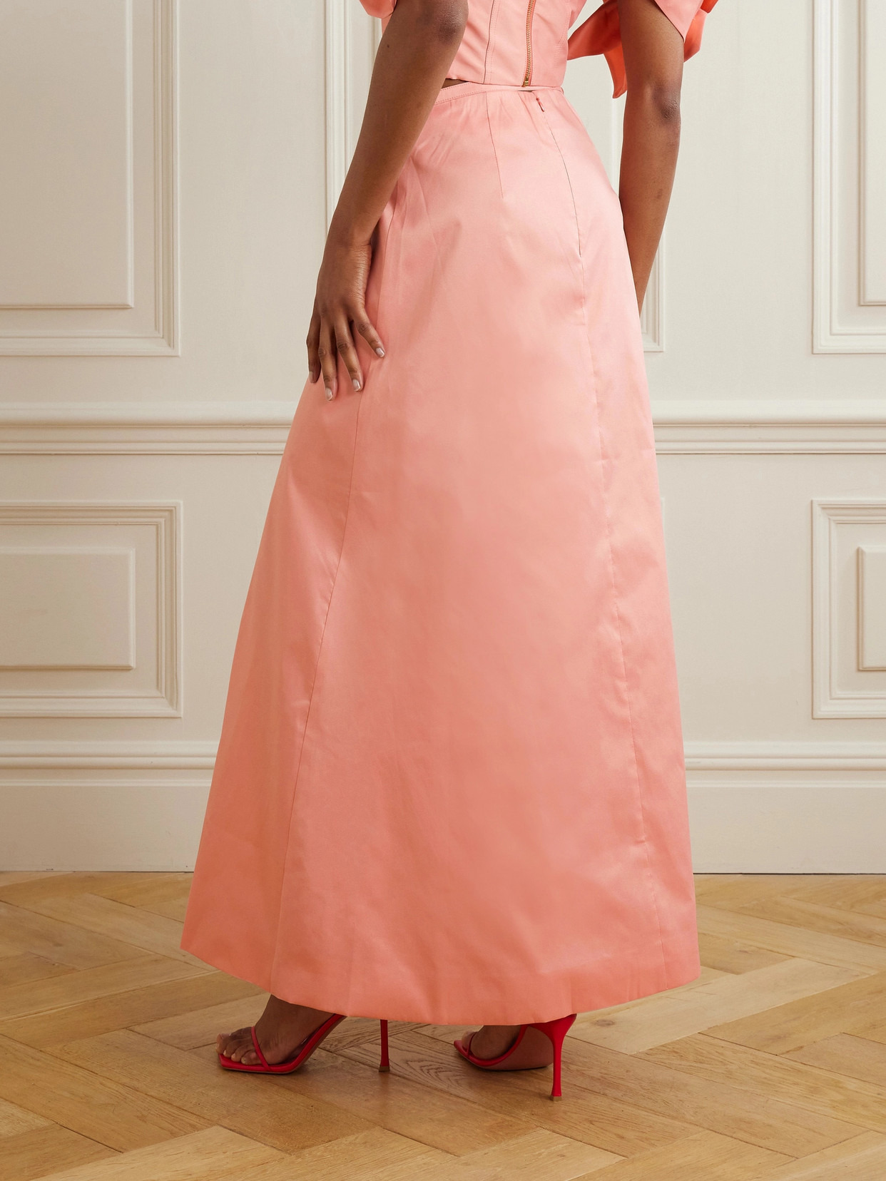 Etta Belted Wrap-effect Taffeta Maxi Skirt - 3