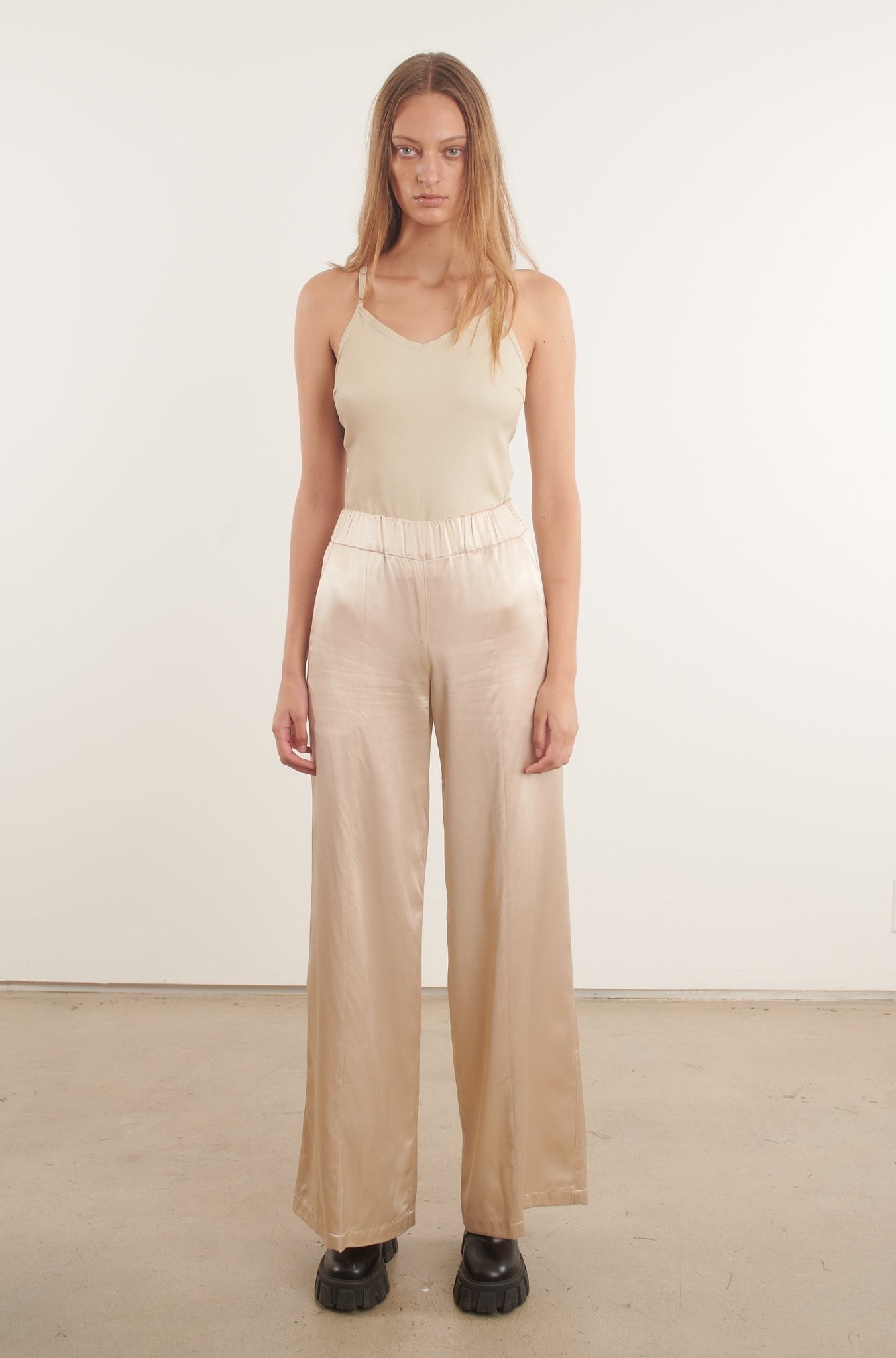ECRU LEATHER CAMISOLE TANK - 6