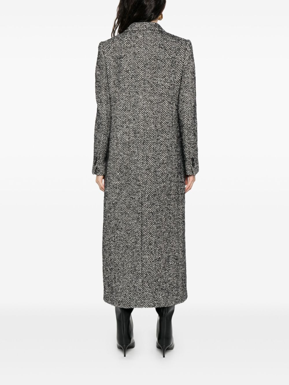 herringbone double-breasted coat - 4