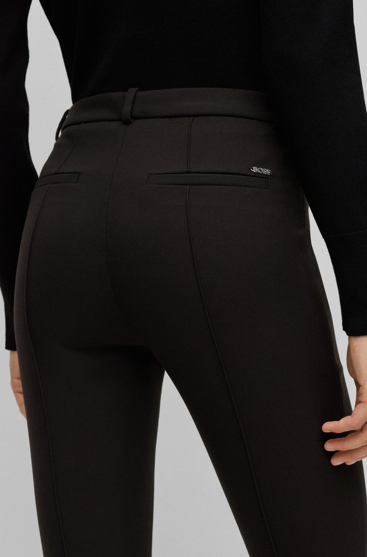 SLIM-FIT PANTS IN STRETCH FABRIC WITH PINTUCK PLEATS - 5