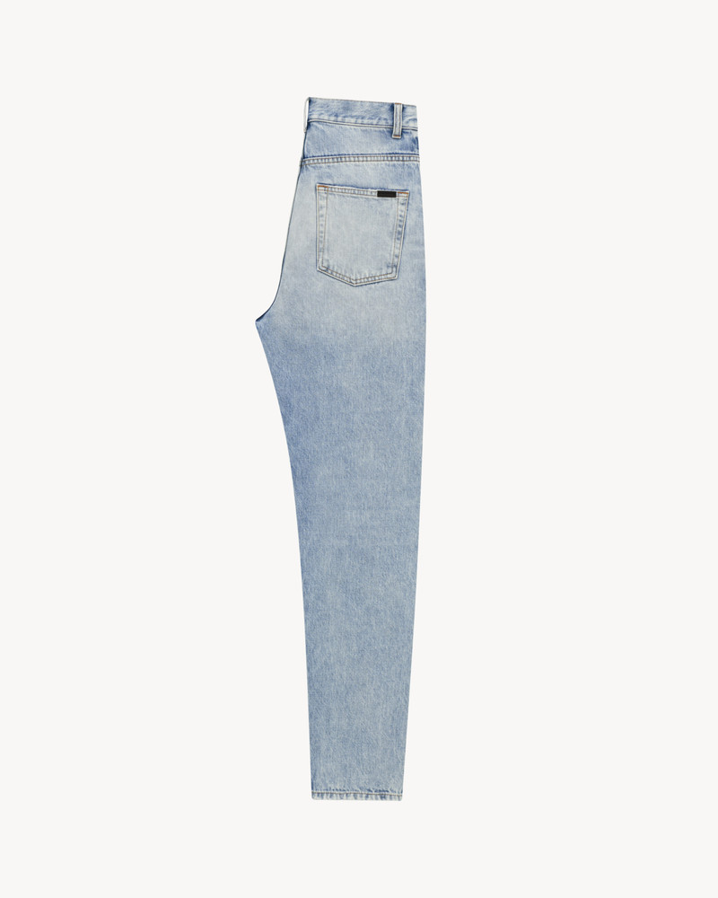 SAINT LAURENT 80's cropped jeans in light caribbean blue denim outlook